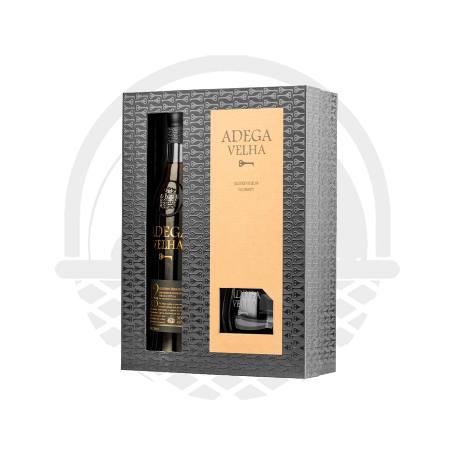 COFFRET EAU DE VIE ADEGA VELHA 12 ANS + VERRE 50cl 40% - Panier du Monde - Produits portugais,antillais,espagnols,américains en ligne