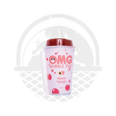 Boisson OMG Bubble Tea Thé Noir Pêche Avec Perles De Fraises 27cL