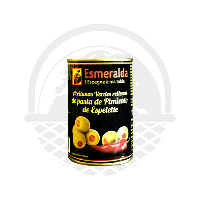 Olives vertes aux piments d'espelettes "Esmeralda" 130g - Panier du Monde - Produits portugais,antillais,espagnols,américains en ligne
