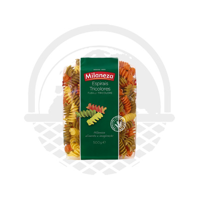 Pates fusilli tricolore "ESPIRAIS" Milaneza 500g - Panier du Monde - Produits portugais,antillais,espagnols,américains en ligne